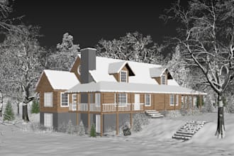 blueprint plan for permit to renovation or construction, 3d conceptual drawing