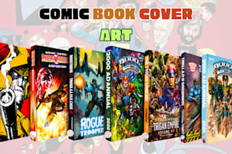 design comic book cover, album cover, music cover art and romance book cover