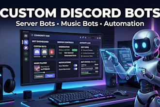 build custom discord bot, discord server bot, music bot and automation