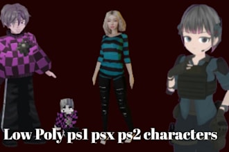 create rig animate psx ps1 ps2 low poly 3d characters retro style game character