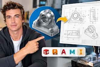 convert cad model into cnc machining drawing with accurate dimensions and views