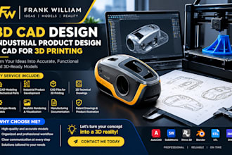 3d cad design, industrial product design and cad for 3d printing