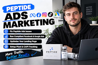 run peptide marketing facebook google ads, fix peptide supplement website issues