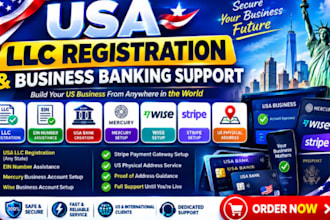 assist with USA bank creation for llc, mercury and wise business