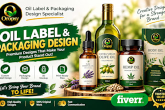 design bottle, hemp, supplements,body, essential oil label and product packaging