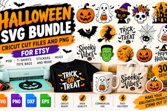 create halloween svg bundle cricut cut files and png for etsy
