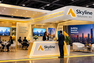 do 3d modeling and render, trade show booth design