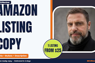 write SEO amazon product listing title bullets and description