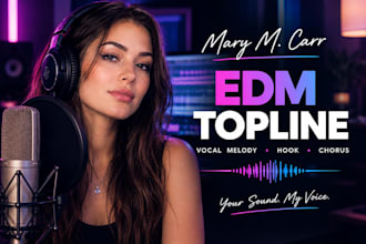 write and sing an original edm topline, vocal melody, hook and chorus