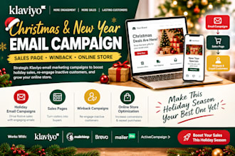 create klaviyo christmas new year email campaign sales page winback online store