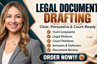draft legal documents, court complaints, motions, and petitions