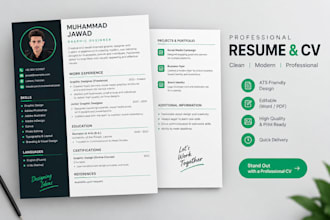 create professional, modern resume and CV
