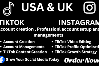 create usa tiktok account usa instagram, usa facebook optimization uk tiktok acc