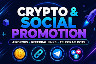 referral link promotion, airdrop, ico, crypto, onlyfans, telegram bot, reactions