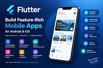 develop a professional mobile app using flutter and dart