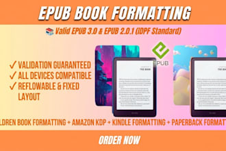 convert your book to epub and kindle ebook format