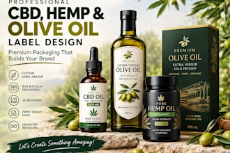 design premium cbd, hemp olive oil labels