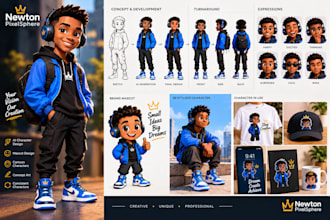 create ai character design mascot and cartoon concept art consistent character