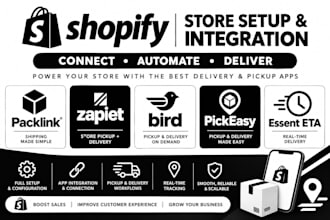 setup shopify store packlink zapiet bird pickeasy pickup and delivery essent eta