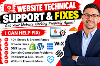 fix website errors, broken links, 404, dns and domain issues