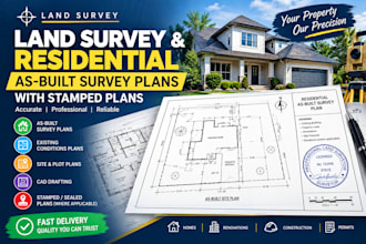 do land survey, residential as built survey plans with stamped plans