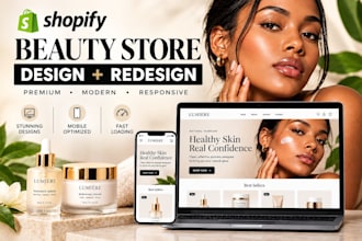 design or redesign shopify beauty store, skincare and cosmetics website