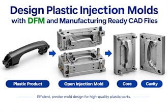 design plastic injection molds with dfm, core cavity and cad files
