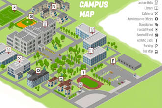 design hotel map, campus map, hospital map, office navigation, wayfinding map