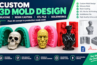 create custom 3d mold design silicone resin casting stl file solidworks