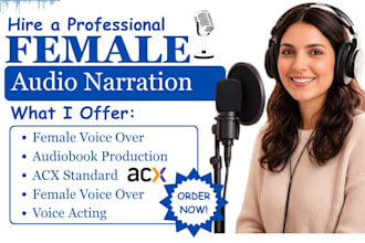 record british voiceover, as female voice over actor, audiobook narrator for acx