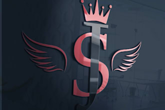 design professional luxury crown and wings logo