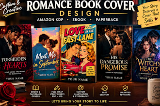 design romance book cover, comic book cover, amazon kdp cover, retro comic art