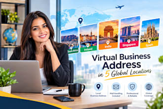 set up virtual business address in south africa, ireland, india, singapore,spain
