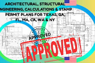 architect texas ga fl ma ca wa ny structural engineer, calculations stamp permit