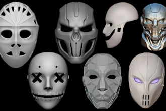 design 3d mask 3d helmet wearable 3d cosplay mask oni anime mask for 3d printing