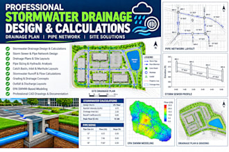 design stormwater calculation drainage plan and pipe network