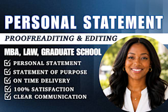 edit, proofread your law school personal statement, sop, or college essay