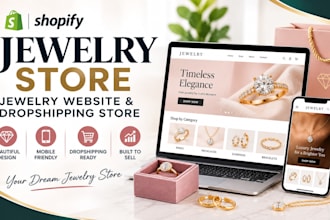 design jewelry shopify store, jewelry website and jewelry dropshipping store