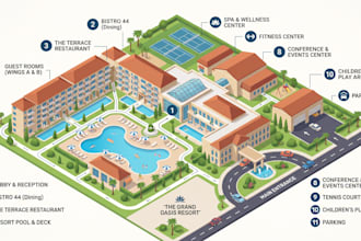 design custom wayfinding maps, navigation maps, location maps and visitor guide
