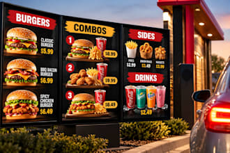 design drive thru menu board and fast food menu display