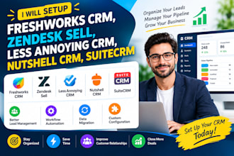 setup freshwork crm, zendesk sell, less annoying crm, nutshell crm, suite crm