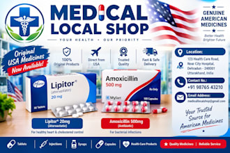 create medical poster, pharmacy shop banner