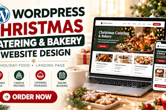 wordpress christmas catering bakery holiday food website design landing page