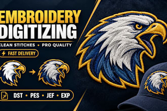 do custom embroidery patch digitizing in dst pes jef