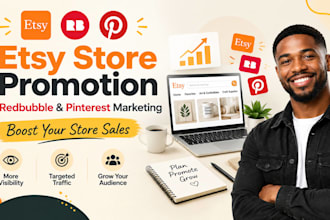etsy store promotion, redbubble and pinterest marketing to boost sales