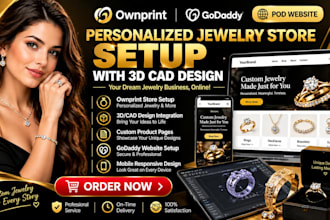 setup ownprint personalized jewelry ring store 3d cad design godaddy pod wesbite