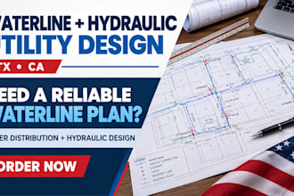 civil engineering, waterline, hydraulic utility hydrology design tx, ca