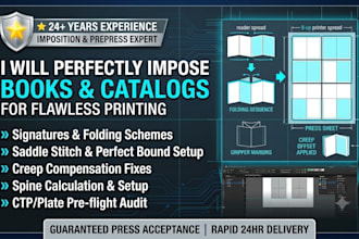 perform print imposition and layout setup for books and catalogs