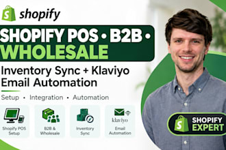 setup shopify pos b2b wholesale inventory sync klaviyo email automation flows