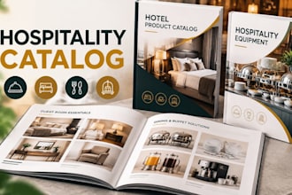 hospitality equipment catalog, hotel product catalog, supplier brochure design
